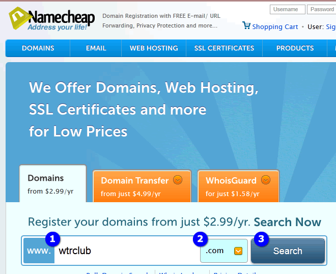 在NameCheap購買網域