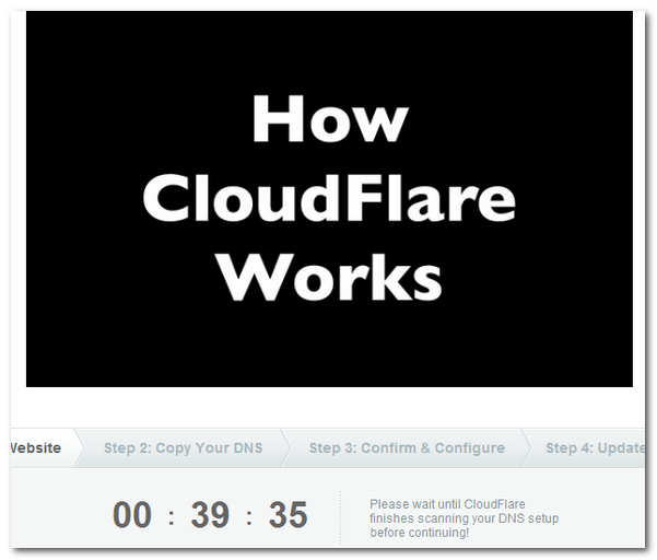 CloudFlare在掃描現有的DNS設定